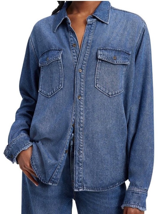 Good American Tops - NWOT Good American Denim Button Down Shirt - Size 1 (Small) - Chambray Oversized